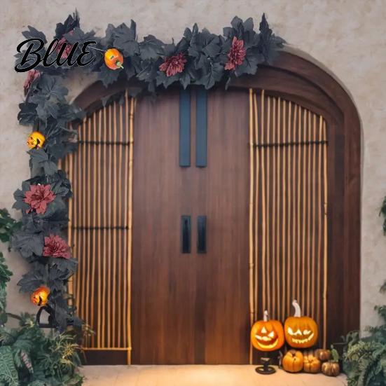 Realistic Floral Ornaments Halloween Artificial Maple Leaf Vine Decor Fall Wall Hanging Garland Silk Flowers for Party Scene Spooky Thanksgiving