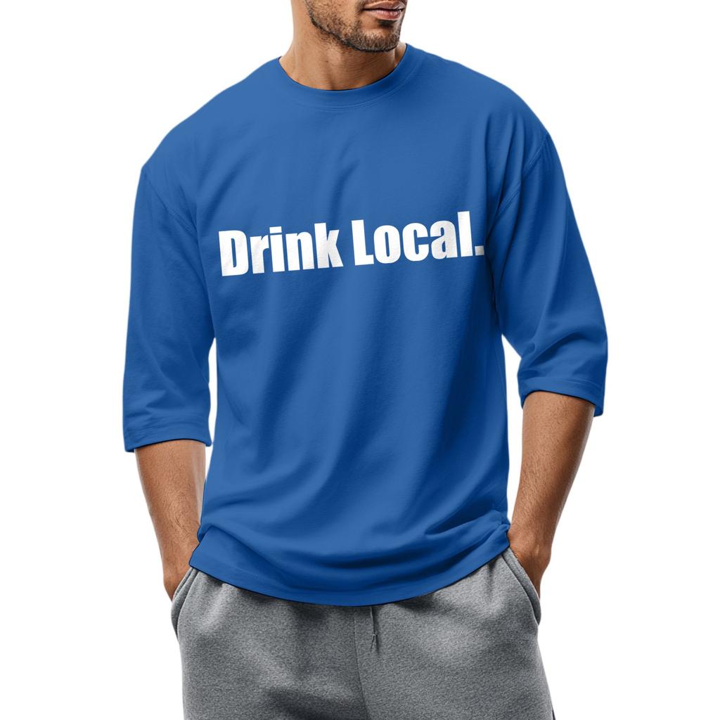 Men's fashionable casual round-neck three-quarter sleeve top T-shirt
