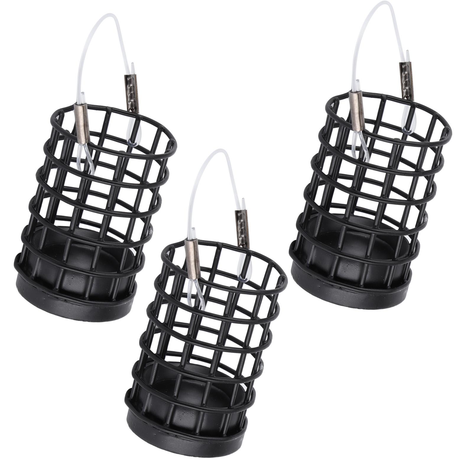 

3Pcs Fishing Bait Cages Hollow Stainless Steel Feeding Lure Trap Tackle Accessory Black40g