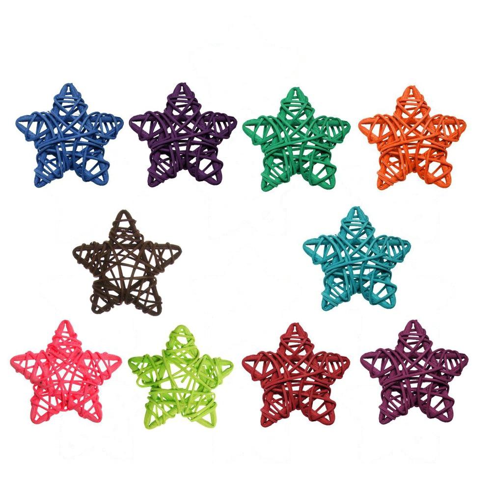 10PCS Multicolor Artificial Rattan Ball Heart Moon Fish DIY Accessories Christmas Balls Ball Star Xmas Tree Ornament Photo Props