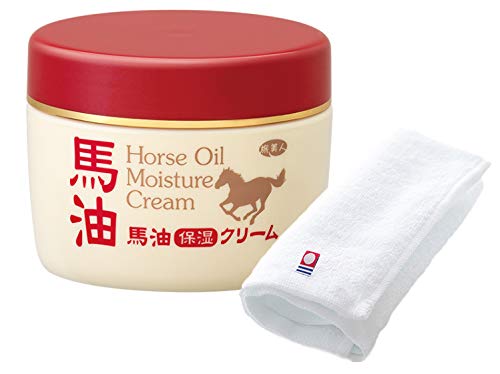 Azuma Shoji [Price: Included: Imabari Towel] Horse Oil Moisturizing Cream 200g / Travel Beauty for Dry Skin, Horse Oil, Body Cream, Hand Cream