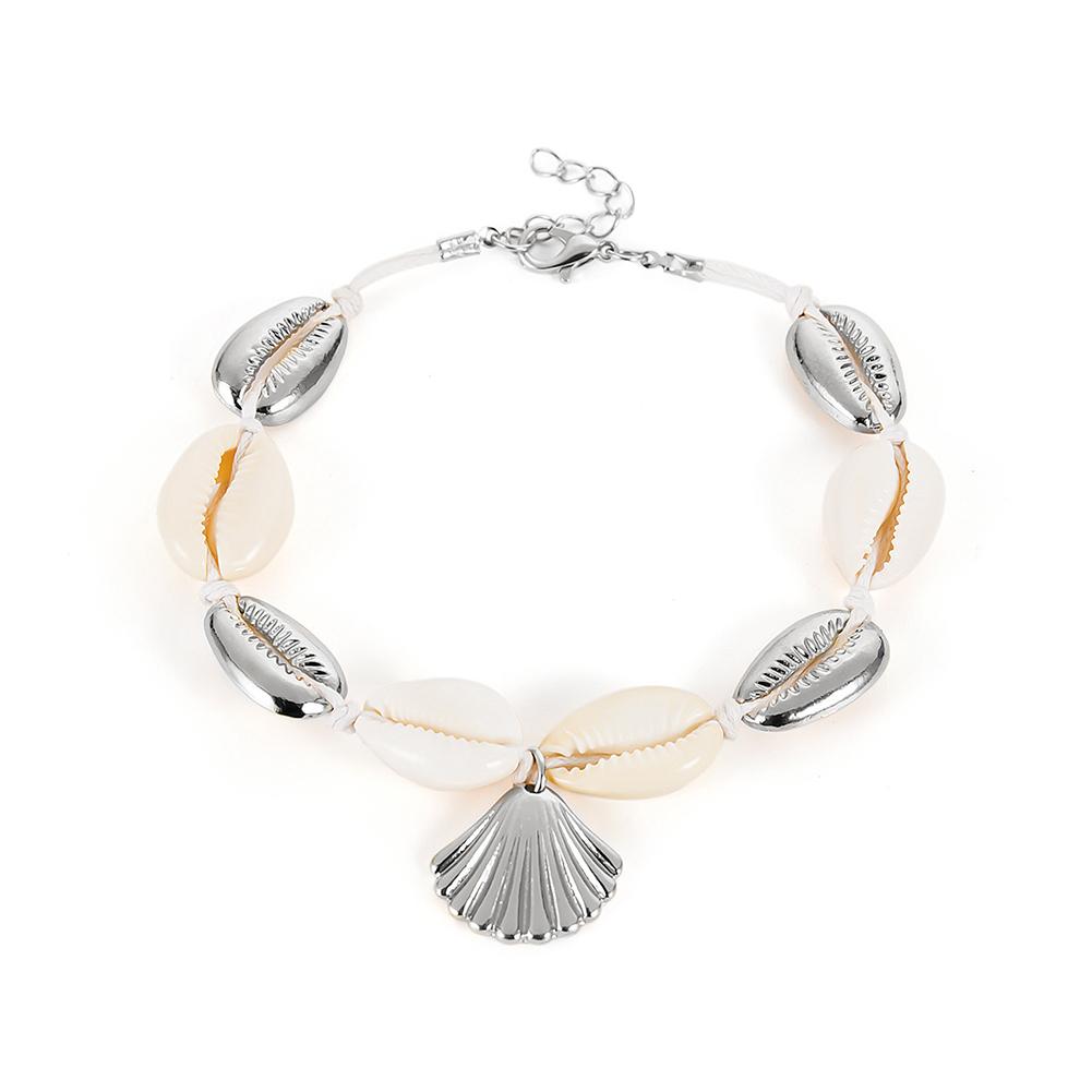 Women Simple Alloy Handmade Foot Chain National Style Adjustable Shell Design Anklet