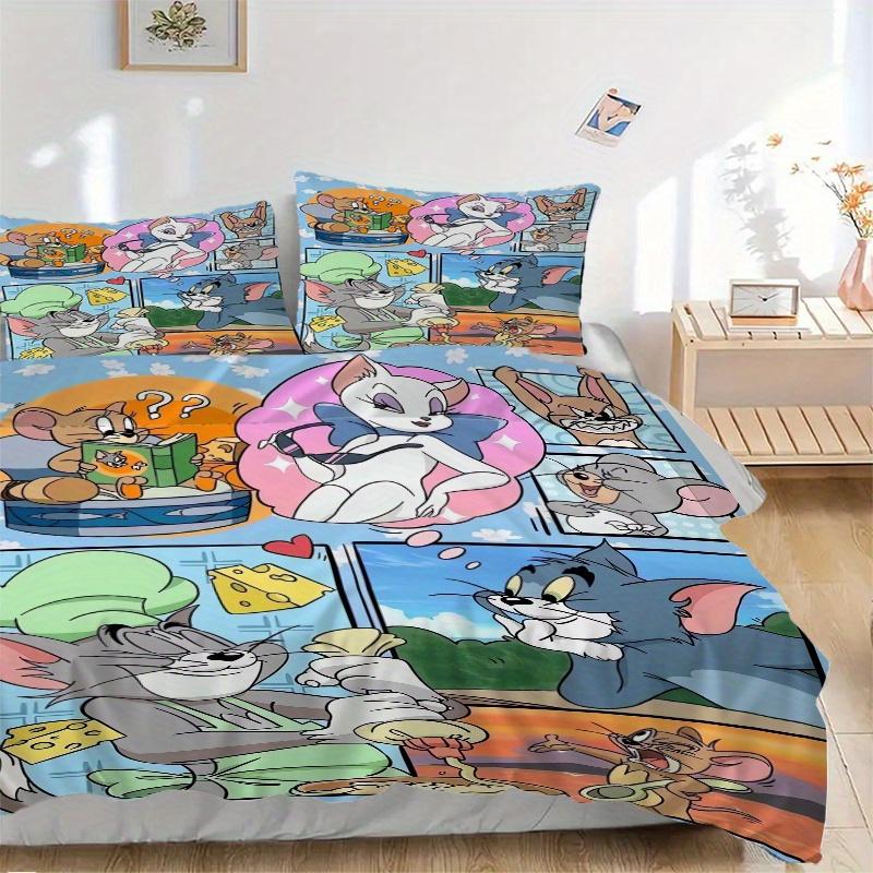 

3pcs Chef Tom & Jerry Print Cover Set Ultra Soft, Breathable, and Comfortable Bedding with Stylish Design for Bedroom and Guest Room Decor 1 Cove 135x200cm