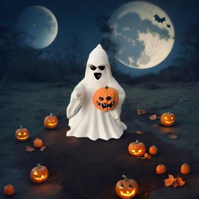 Resin Halloween Middle Finger Ghost Pumpkin Sunglasses Middle Finger Ghost Ornament Cartoon Small