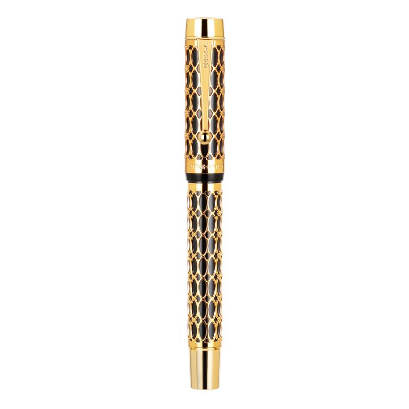 

JINHAO 100 Centennial Resin Hollow Series Fountain Pen Golden Clip Business Office Gift Pen Stationery School Supplies PK 9019 EF прозрачный черный