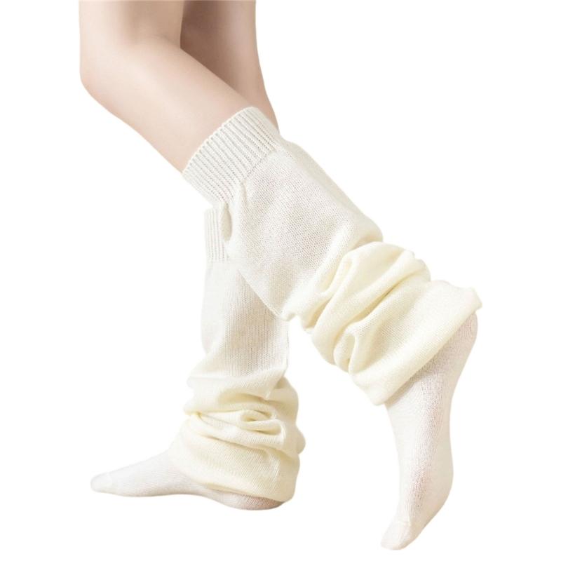 Comfortable Wide Bubble Socks With Breathable Fabric And Stacked Design Loose Slouch Thigh High Boot Socks For Women