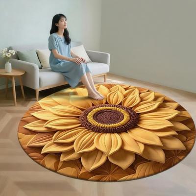 Diatomaceous Earth Floor Mat 3D Sunflower Pattern Plush Quick Drying Non-Slip Absorbent Bath Mat