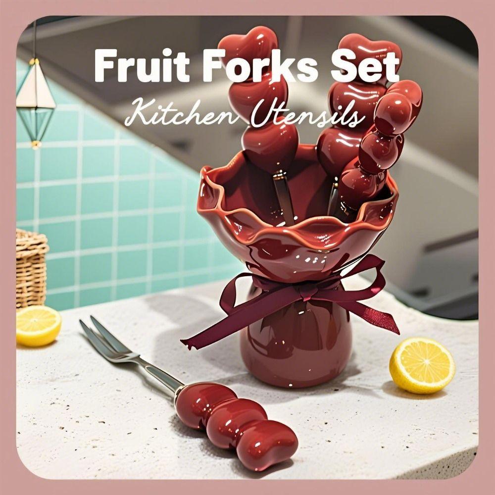 INS Dessert Forks with Storage Jar Bouquet Shape Fruit Receipt Jar  Party Supplies