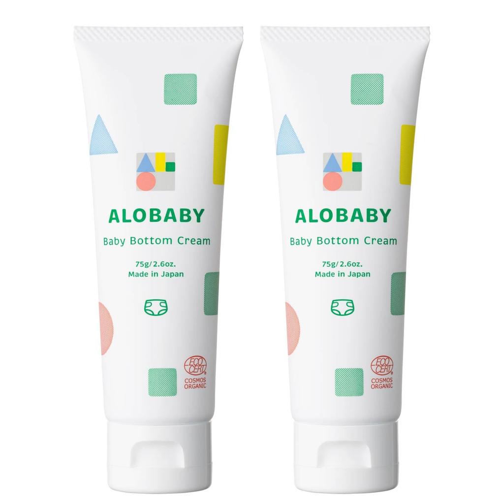 Alobaby Baby Bottom 75g Moisturizing Cream for Babies Cream, (2 Bottles), Additive-free, Fragrance-free, Organic,