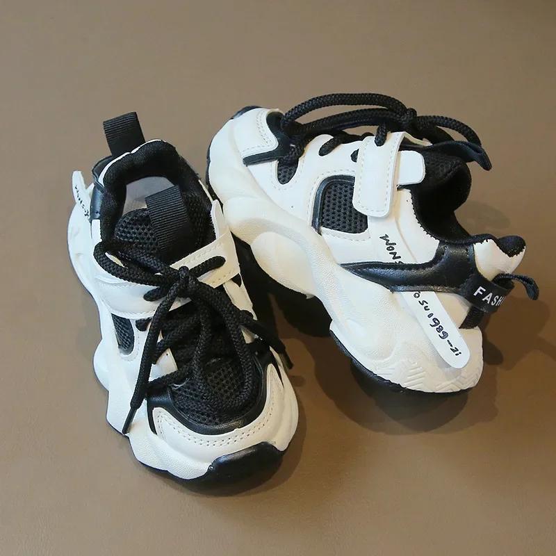 

Girl Child Sport Shoe Spring Mesh Breathable Toddlers School Running Sneakers Fashion Non-slip Kids Boys Basketball Shoes 21 чорний