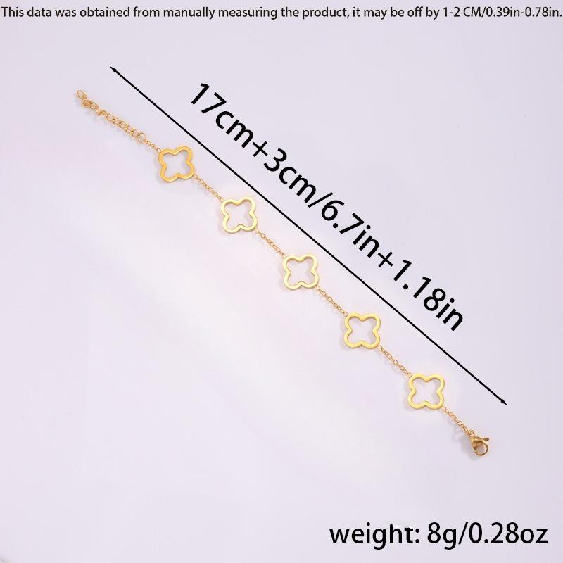 Titanium Steel Bracelet - Luxury Four-leaf Clover Bracelet for Sophisticated Women. Fashionable and Niche Couple's Flower-shaped Jewelry Bracelet.