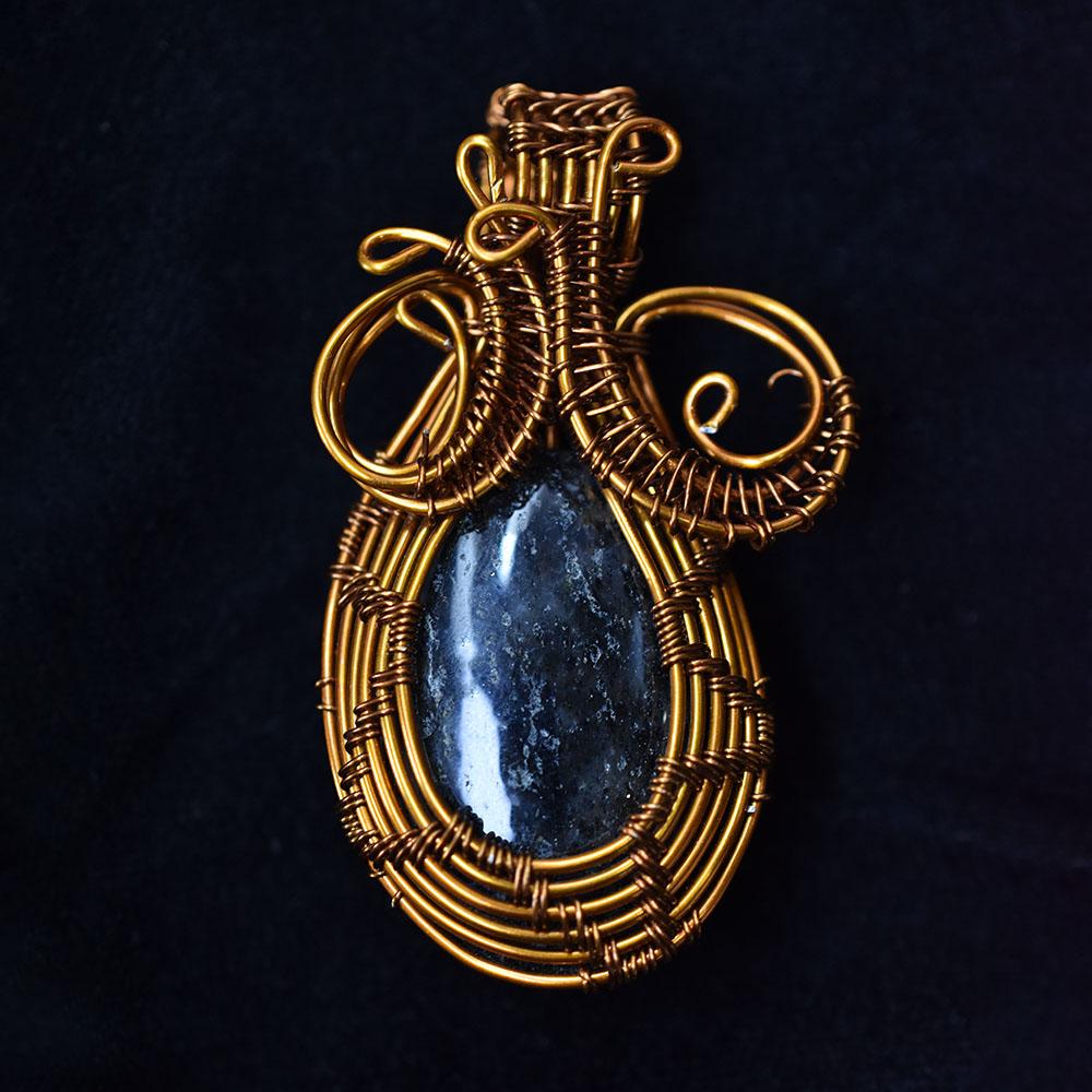 65.4 ct Natural Jasper Oval Shape Copper Wrapped Pendant Gift for Her Gemstone Jewelry Gift