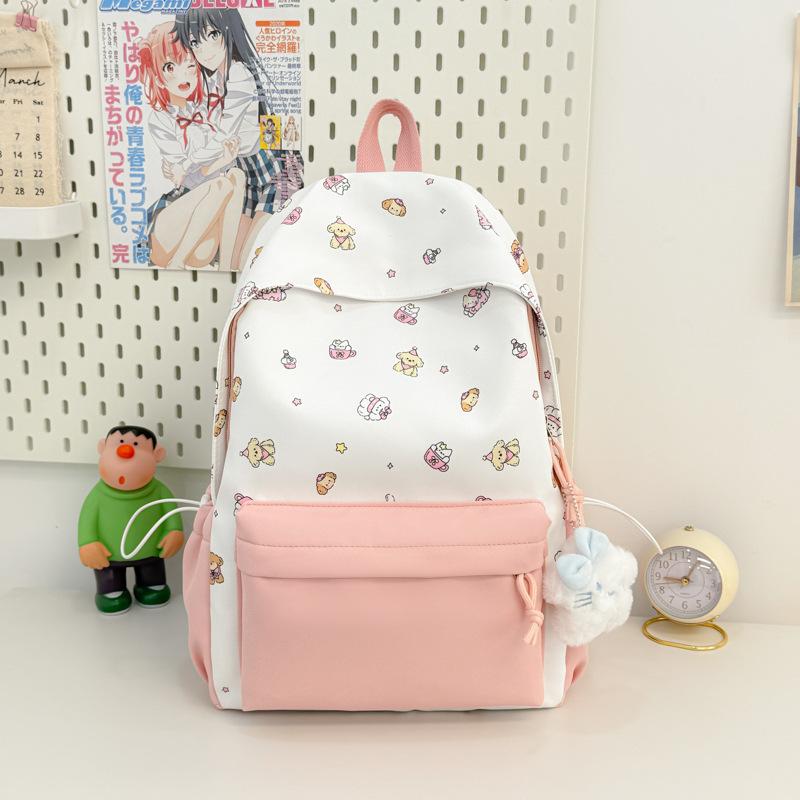 Schoolbag Japanese ins cute cat print student backpack niche high value color matching large capacity schoolbag small backpack