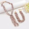 2 PCS Exaggerated Stacked Beads Necklace 2 Layers Women Collarbone Chain  Banquet