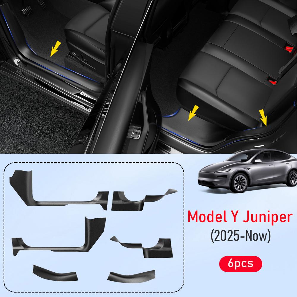 For Tesla Model Y Juniper Model 3 2026 2026 Door Sill Protective Pad Cover Guards Threshold Strip Car Anti Kick Pads Accessories