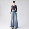 Women Vintage High Waist Wide Leg Jeans Loose Straight Denim Pants Casual Floor-Length Denim Trousers