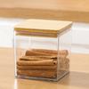 Large Square Flour Sugar Storage Container Airtight Plastic Food Jar with Wooden Lid for Flour Sugar Cookies Rice Coffee Beans Kitchen Pantry