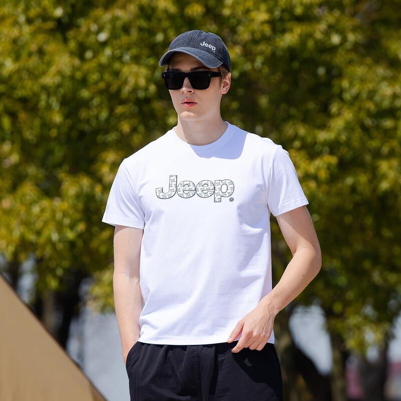 JEEP Men's Solid Round Neck Short Sleeve T-Shirt