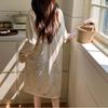 Women's Long Sleeve Kimono Pajama Dress - Sweet Chinese Pastoral Style for Spring & Autumn, Mid-Length, Loose Fit, Outdoor Wear