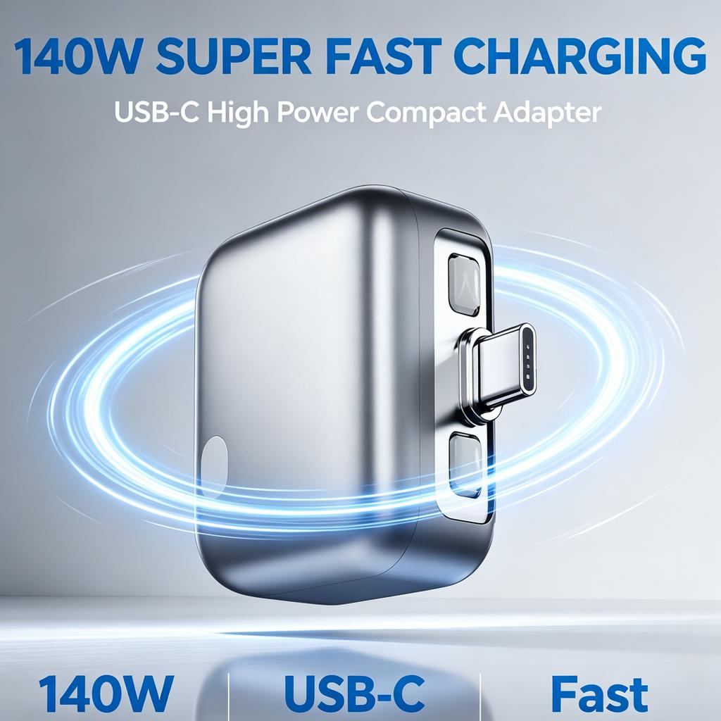 140W Super Fast USB‑C Charger Auto Disconnect Battery Protection Power Adapter For Phones Laptops Tablets Home Travel Use
