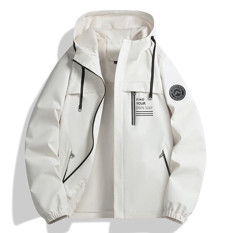 2025 Men s Outdoor Hooded Waterproof Windproof Jacket for Spring & Fall XL