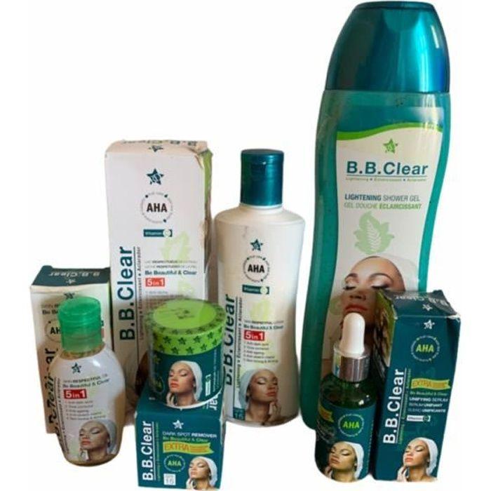 Gamme complète éclaircissante - B.B.Clear - Lait, savon, sérum, huile, gel douche, crème visage - Mixte - Adulte