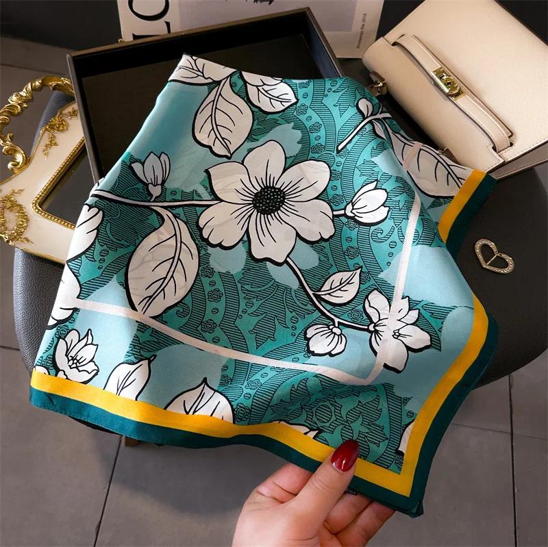Fashion Scarves For Women Shawl Print Silk Satin Hijab Scarf Female Bandana 70*70Cm Luxury  Square Shawls Scarfs For Ladies
