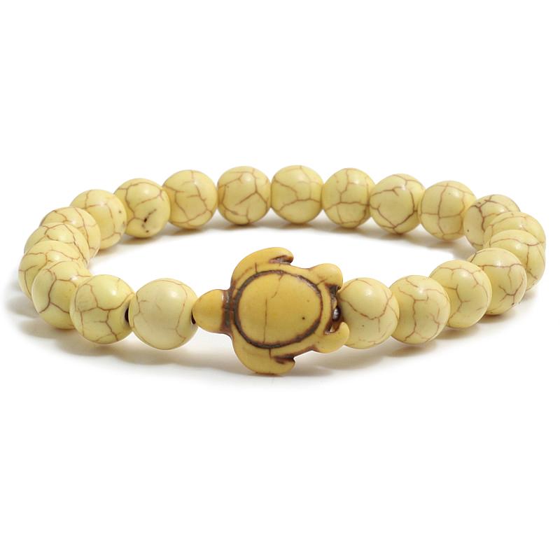 Summer Sea Turtle Bracelets Charm Tortoise Bracelets Men 8mm Natural Stone Round Beads Elasticity Party For Women Bangle Jewelry