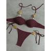 European and American Split Swimsuit Women's Fashion Neck Sexy Quick-drying Bikini Swimsuit Set