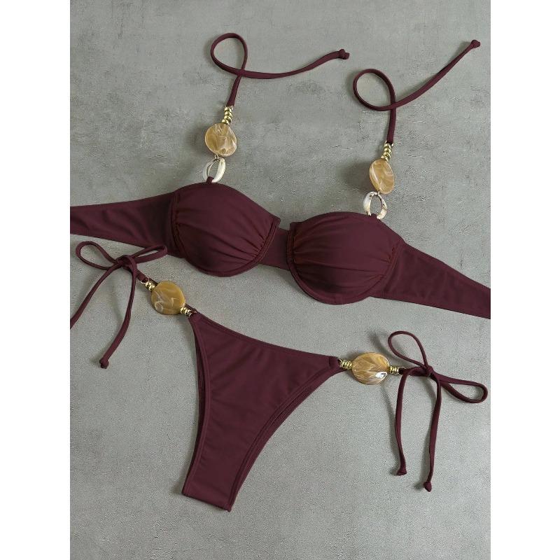 European and American Split Swimsuit Women's Fashion Neck Sexy Quick-drying Bikini Swimsuit Set