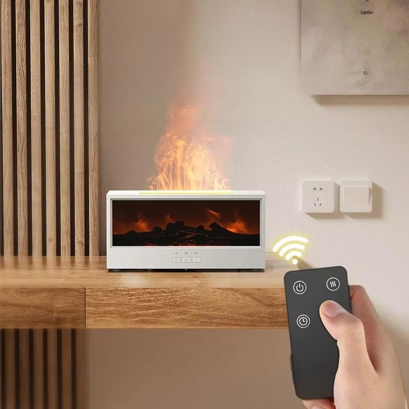 Kreativer Kamin-Luftbefeuchter, wasserloser, automatisch abschaltender Aroma-Diffusor für ätherische Öle mit LED-Licht und Fernbedienung als Geschenk für zu Hause