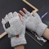 Korean Style Winter Fingerless Woolen Flip-Top Gloves for Outdoor Cycling and Writing