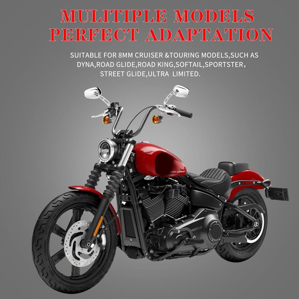 Chrome 8Mm Rearview Mirrors For Touring Road Glide FLTRX Electra Glide FLHT Road King FLHR Street Glide FLHX Sportster Dyna Softail Models 1982-