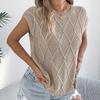 Women Tops Round Neck Sleeveless Loose Fit Knitting Vest Twist Texture Pure Color Versatile Casual Vest Work Party Vacation Office Wear
