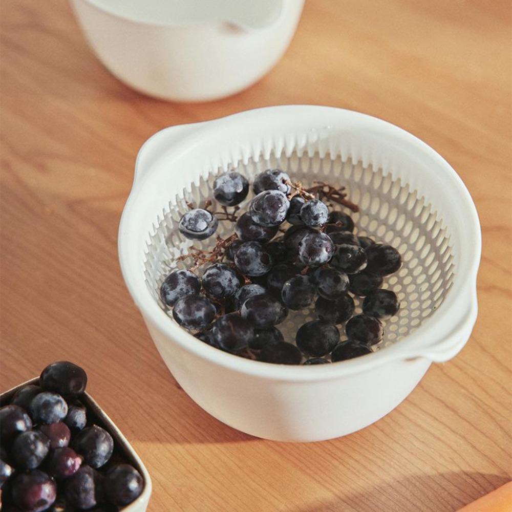 Cesto Scolapasta Compatto a Doppio Strato per Lavello da Cucina - Perfetto per Lavare Frutta, Verdura e Riso