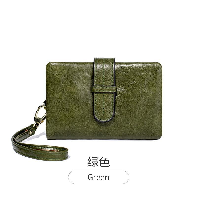 Новый женский кошелек ретро однотонный портативный короткий кошелек простой модный большой вместимости кошелек для мелочи зелёный