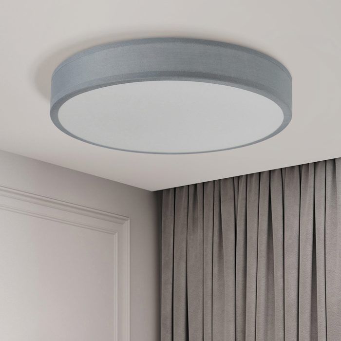 Plafonnier LED - NETTLIFE - Rond 30 cm - Abat-jour tissu - 12W 3000K - Métal
