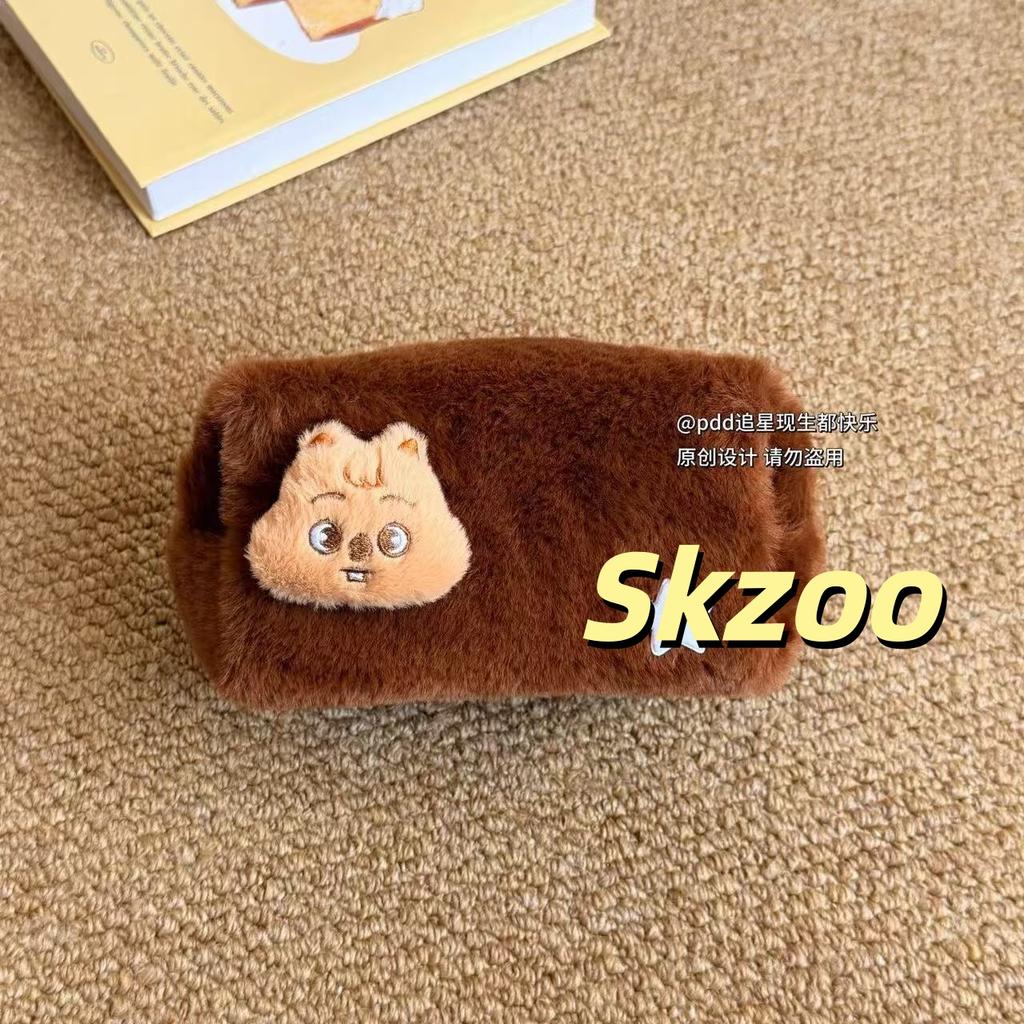 Kpop Stray Kids Skzoo Plush Makeup Bag Large Capacity Portable Storage Pouch Pen Case Idol Peripheral