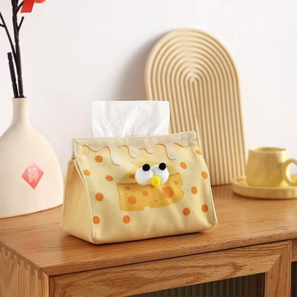 Cute And Surprising Cheese Tissue Box, Cute Cartoon Tissue Box, Desktop Fabric Tissue Box For Living Room And Dining Room.