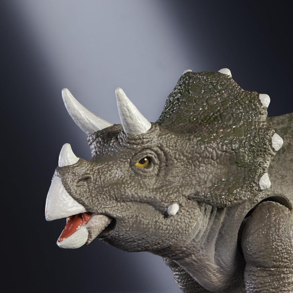 Mattel Jurassic World Hammond Collection Triceratops Moving Dinosaur Approximately Ages JDJ07 Figure, Large, Toy, 16.5cm Long, 8+, Gray,