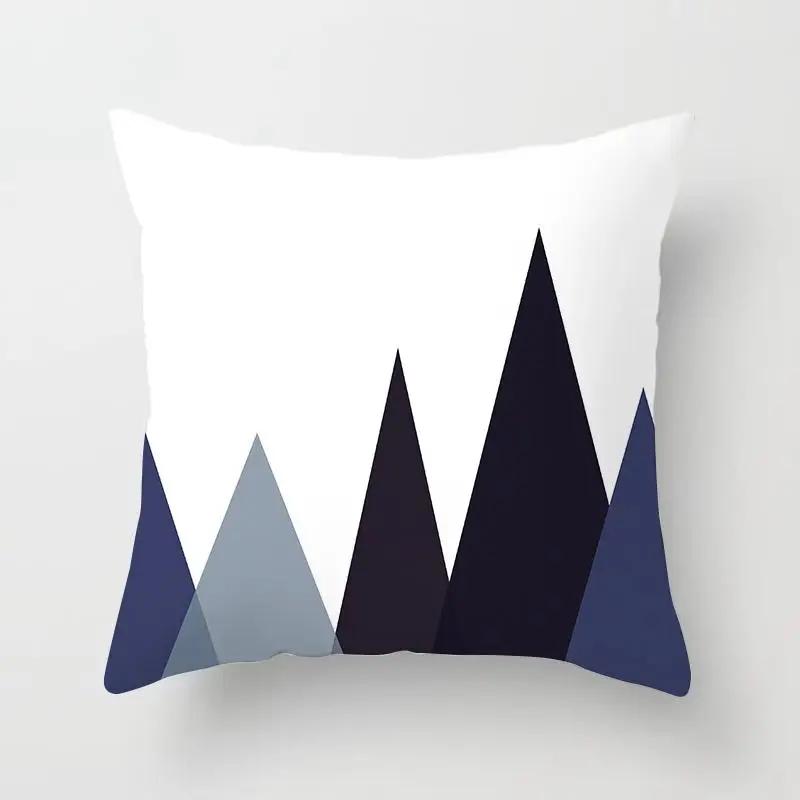 Blue Color Pillow Cover Geometric Print Pillowcase Square Pillow Case  18x18 inches Decorative Pillows For Car/bed /sofa