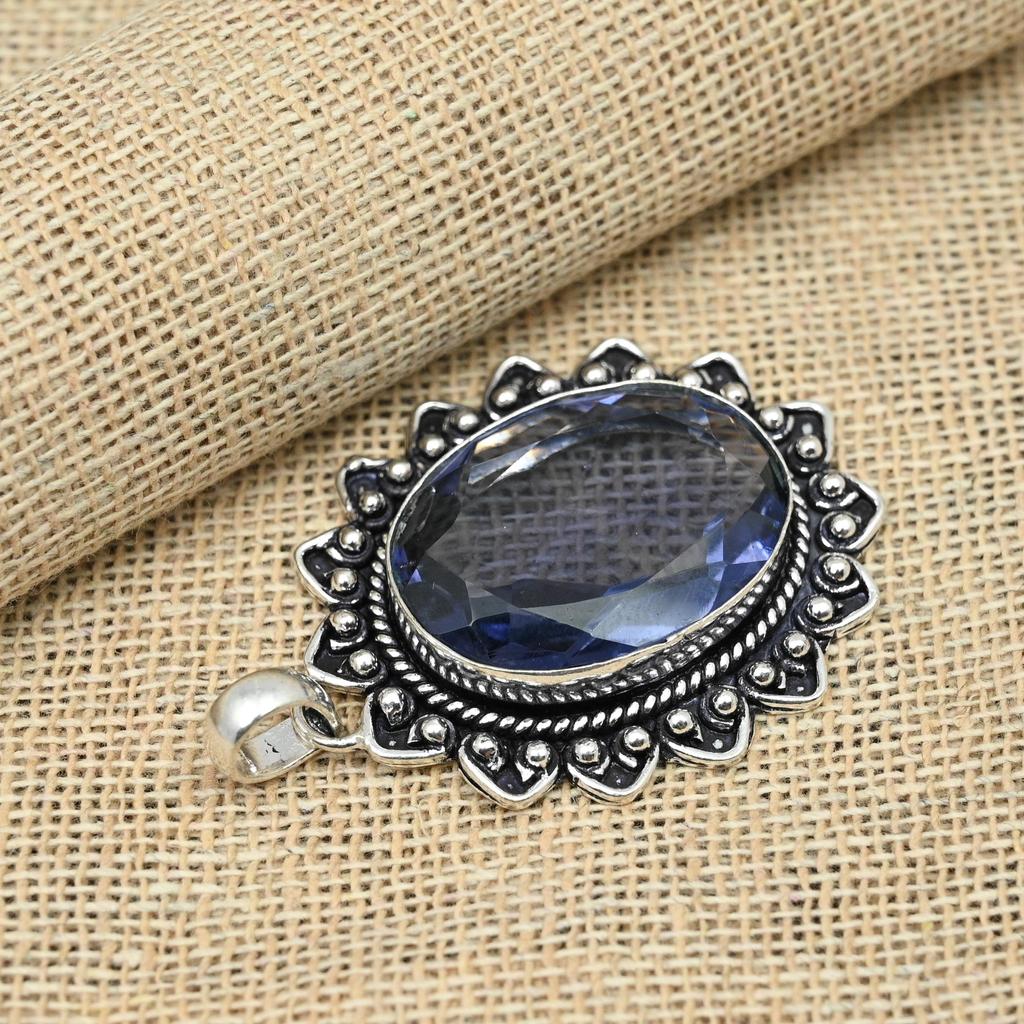 Ametyst Gemstone 925 Sterling Sølv Håndlagde smykker Ovalformet anheng for henne