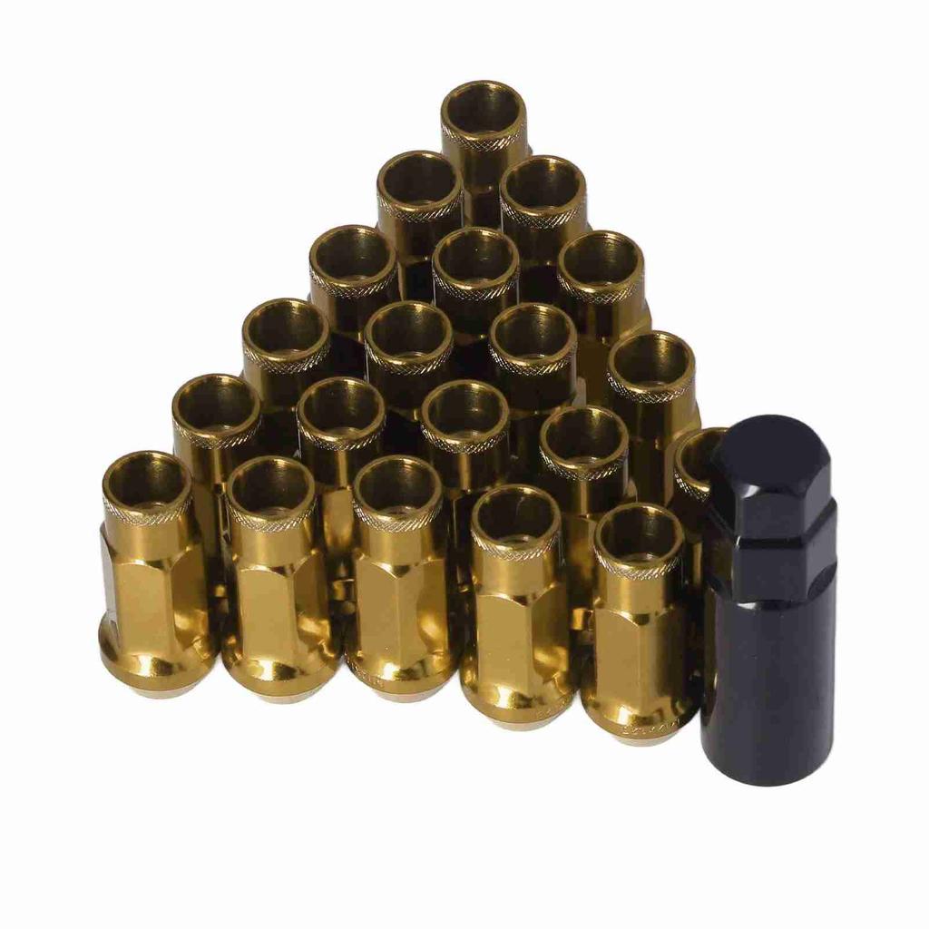 20pcs M12x1.25 Metal Wheel Lug Nuts Universal Car Accessories Replacement for Mitsubishi Gold
