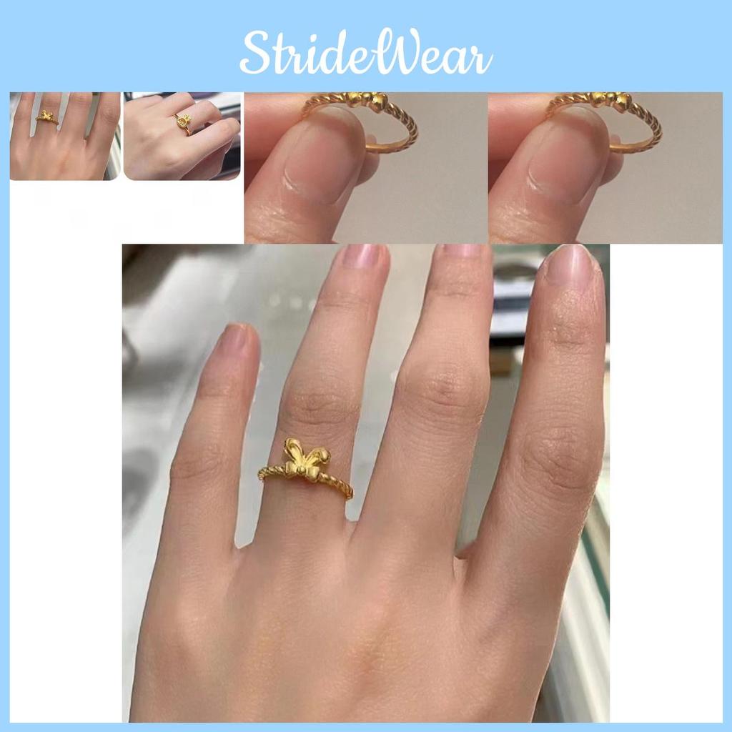 Copper Adjustable Unique And Gold Bowknot Rabbit Ear Ring For Stylish Women