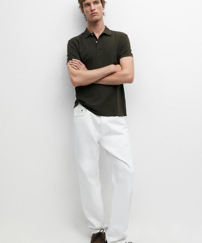 Masimodutti Microtextured Cotton Pique Polo Shirt