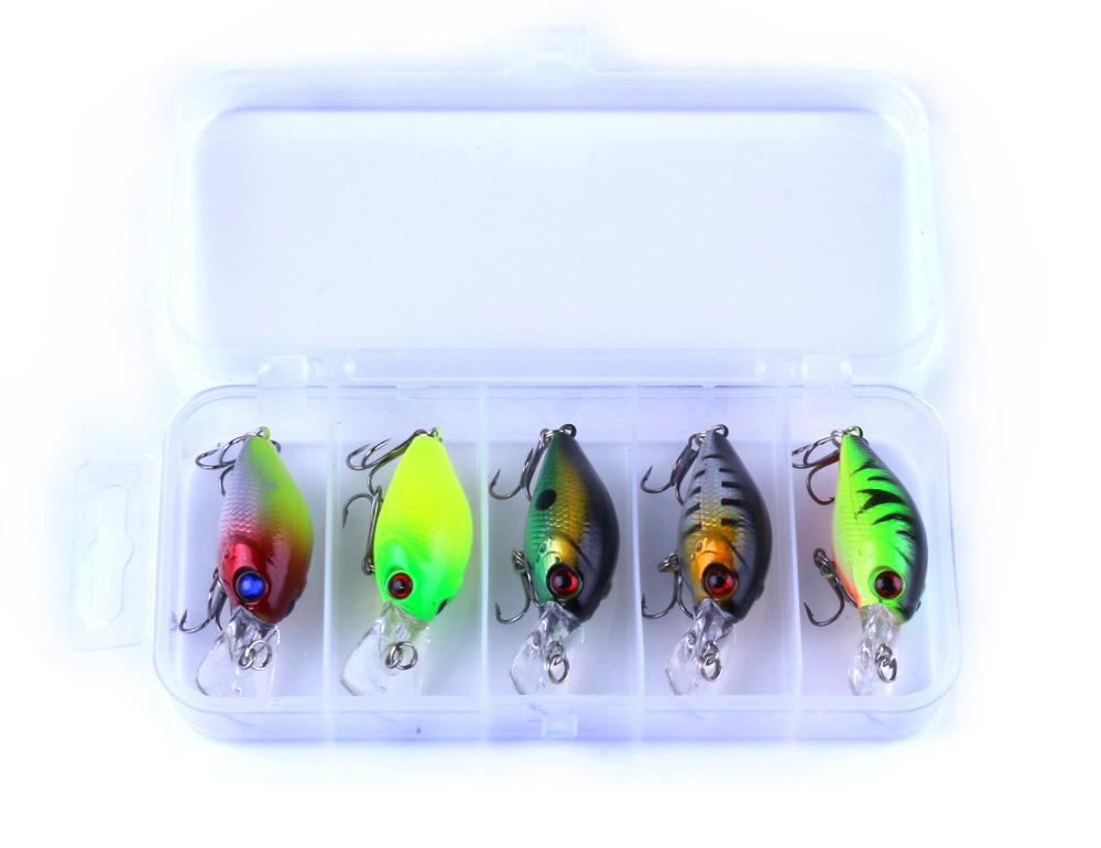 5PCS 5CM-4.2G 5.5CM-6.7GRock-style lure bait set in a box, fishing lure bait, hard bait, small fat lure 5PCS