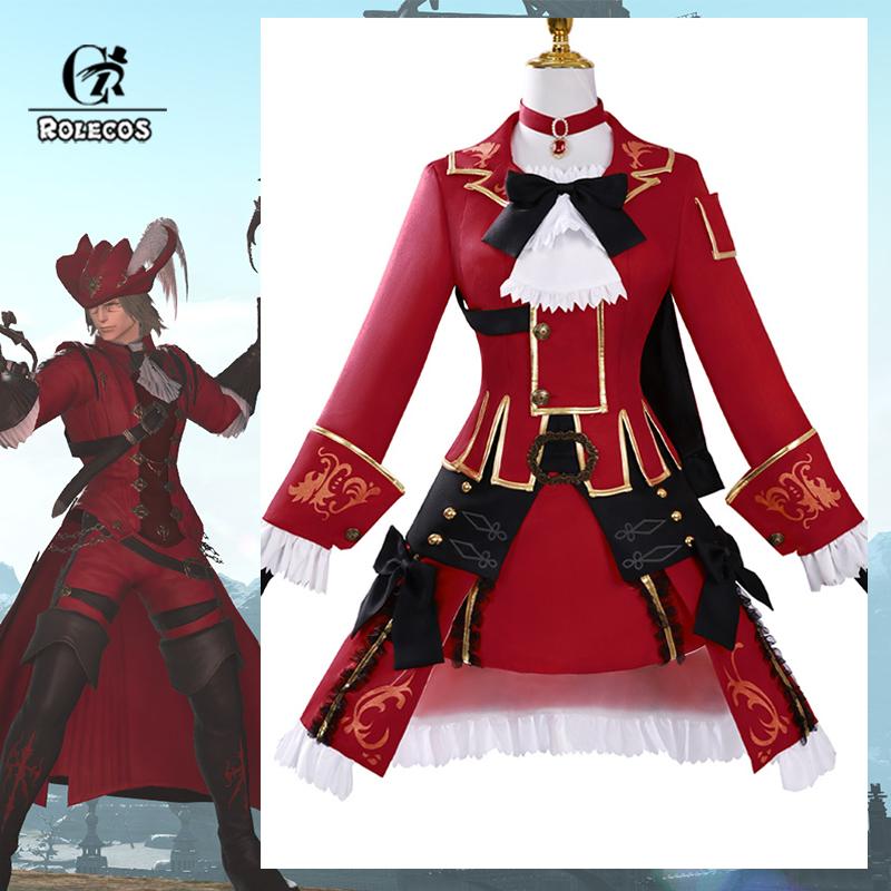 Ff Xiv Red Mage Cosplay Costume Ff14 Game Cosplay Costume Halloween Sexy Red Women Dress Combat Uniform Party Suit