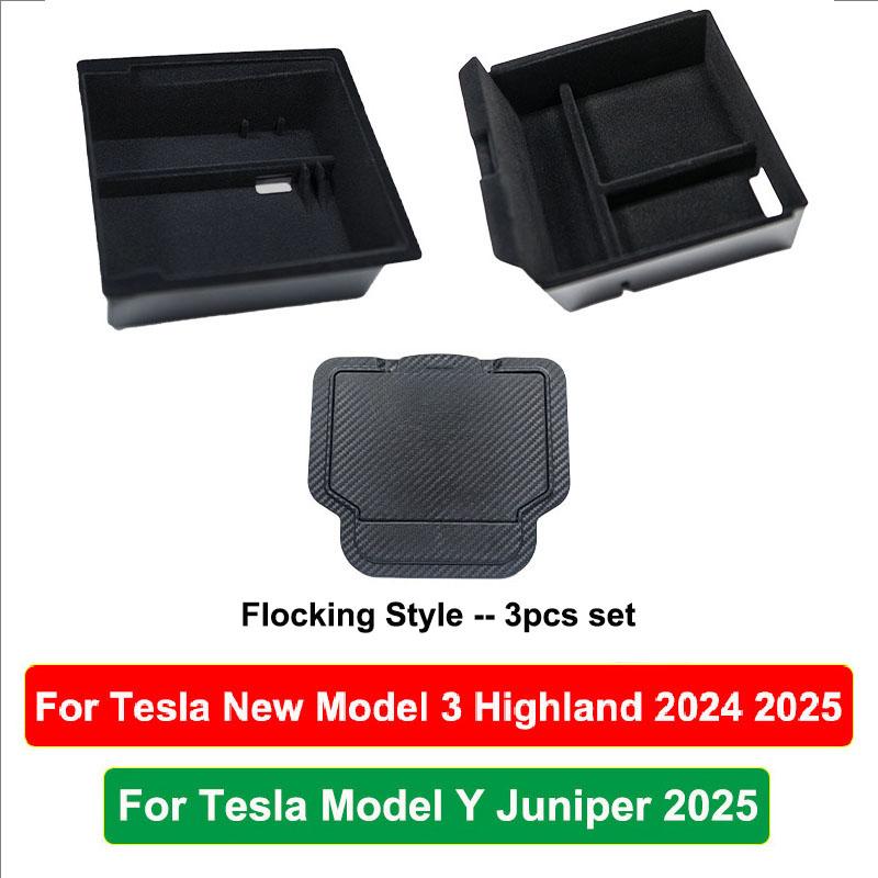 For Tesla New Model Y Juniper 2025 Model 3 Highland 2025 Storage Box Center Armrest Hidden Box Cup Holder Organizer Accessories