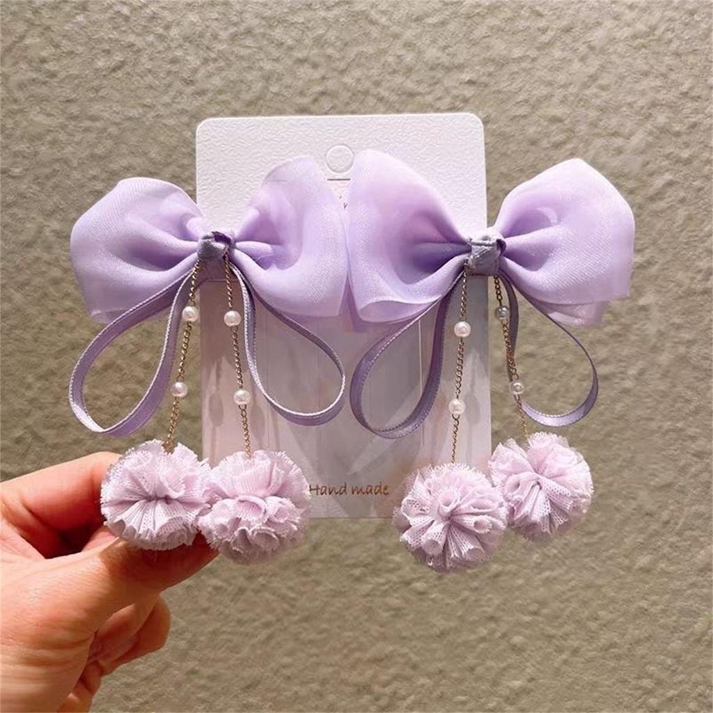 Headflower, Tassel, Ball, Ribbon, Bow, Hair Clip, Sweet, Hairpin, Hair Accessory, Headpiece
