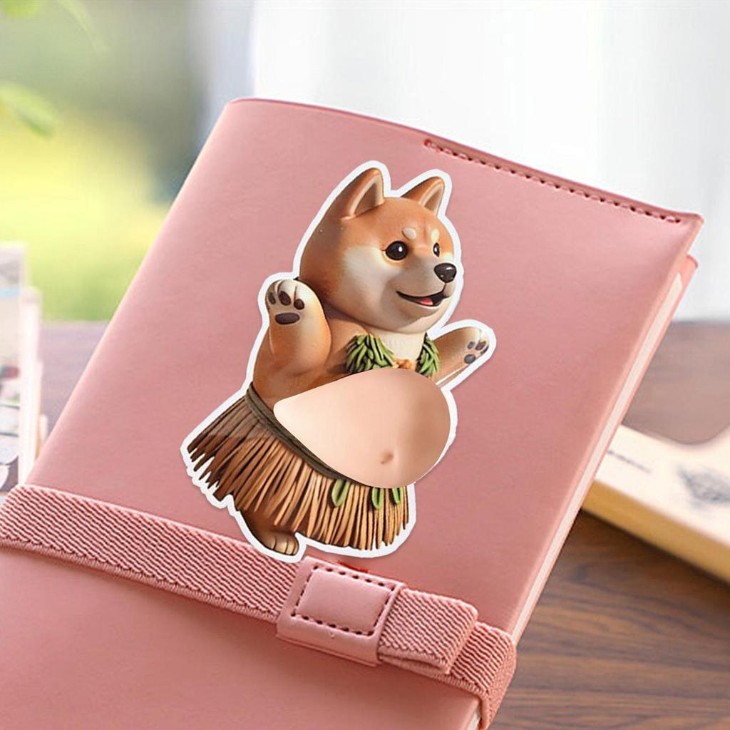 Cartoon 3D Dog Belly Stickers Squeezable Decorative Animal Self-adhesive Sticker Mobile Phone Decoration Sticker Home Decor